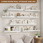 fuqing Floating Shelves for Wall, Bathroom Shelf Wall Mounted for Storage, Shelves with Invisible Bracket for Bedroom, Kitchen, Living Room, Farmhouse Small Book Shelf, 40 Inch Set of 2, White
