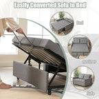 52" Sleeper Sofa with Pull-Out Bed, 3-in-1 Convertible Sofa Bed, Loveseat with Stepless Adjustable Backrest and Side Pocket, for Living Room Dorm Apartment, Linen, Light Gray
