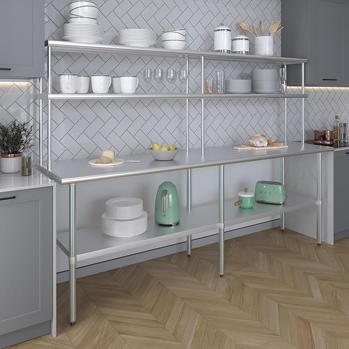 AmGood Double OverShelf Stainless Steel NSF - Many (96" Long x 12" Deep)