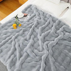 UKELER Ultra Soft Throw Blanket Grey Fluffy Blankets & Throws Faux Fur Blanket for Couch, Bed, Sofa Cozy Plush Warm Thick Velvet Blanket for Women, Men 50''x60''