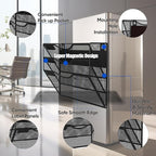3-Tier Magnetic File Holder, No Drilling Installation File Cabinet Organizer, Black Magnetic File Organizer, Magazine Rack, Magnetic Paper Holder for Refrigerator, File Cabinets, Whiteboard