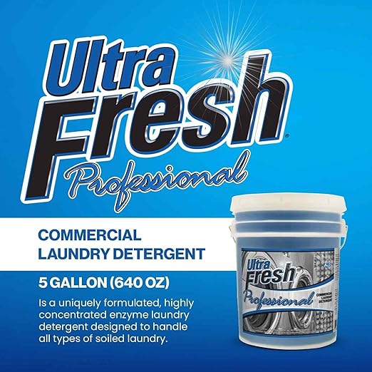 Ultra Fresh® Professional™ Commercial Laundry Detergent, 5 Gallons – Liquid with Easy Dispensing Pump for All Machine Types, up to 640 Loads