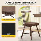 downluxe Indoor Chair Cushions for Dining Chairs, Soft and Comfortable Textured Foam Kitchen Chair Pads with Ties and Non-Slip Backing, 16" x 16" x 2", Brown, 6 Pack