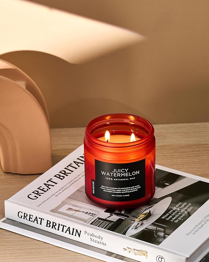 M&SENSE Juicy Watermelon Scented Candle - 11.6oz Clean Non Toxic Natural Soy Wax 70-Hour Burn Long Lasting Candle, 2-Wick Fruit Scent for Home Decor & Housewarming Gifts - Fragrance for Women & Men