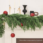 12FT Christmas Garlands Norfolk Pine Garland Real Touch Artificial Faux Greenery Garland for Holiday Indoor Outdoor Decor