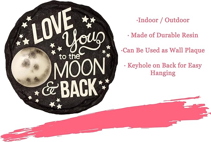 Spoontiques - Garden Décor - Moon & Back Stepping Stone - Decorative Stone for Garden