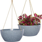 13 Inch 2 Pack Large Hanging Planters for Indoor Outdoor Plants, Plastic Hanging Basket Pots for House Plants Flowers, Grey