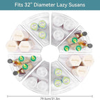 Oubonun Lazy Susan Organizers Set of 8, 12.8’’ x 11.7’’ x 4’’ Plastic Transparent Kitchen Cabinet Storage Bins with Handle, 4" Deep Container, 1/8 Wedge - Food Safe, without BPA