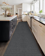Color&Geometry Door Mat 2'4"x12' Runner Rug with Rubber Backing, Non Slip Washable Hallway Kitchen, Carpet Runners for Hallway Living Room Bedroom, Grey (Rolled-up NO Creases)