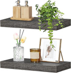 HOOBRO Floating Shelves for Wall, Wall Mounted Shelf Set of 2, 15.7" Hanging Shelf with Invisible Brackets, for Wall in Bathroom, Bedroom, Toilet, Kitchen, Living Room, Office, Charcoal Gray BC40BJ01