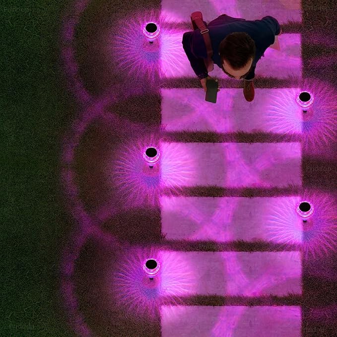 Halloween Solar Lights Outdoor 16 Pack Purple LED Waterproof Mushroom Outside Lights for Yard Garden Patio Pathway Walkway Landscape Halloween Decorations