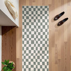jinchan Runner Rug 2x5 Hallway Washable Modern Checkered Geometric Lattice Kids Bedroom Rug Indoor Floor Cover Non Slip Soft Carpet for Nursery Room Kitchen Laundry Room Home Grey
