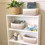 NaturalCozy 13.5”x8.5”x5.5” Storage Baskets for Shelves 3 Pack | Cotton Rope Woven Small Baskets for Organizing | Small Storage Bins for Nursery, Bathroom, Closet, Cube Shelf, Decorative, Gift