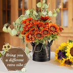 6 Inch Farmhouse Vase Decor Milk Can Vintage Flower Jug Galvanized Metal Vase with Handle Rustic Flower Buckets for Thanksgiving Christmas Table Centerpiece Weddings Gifts(Black,8 Pcs)