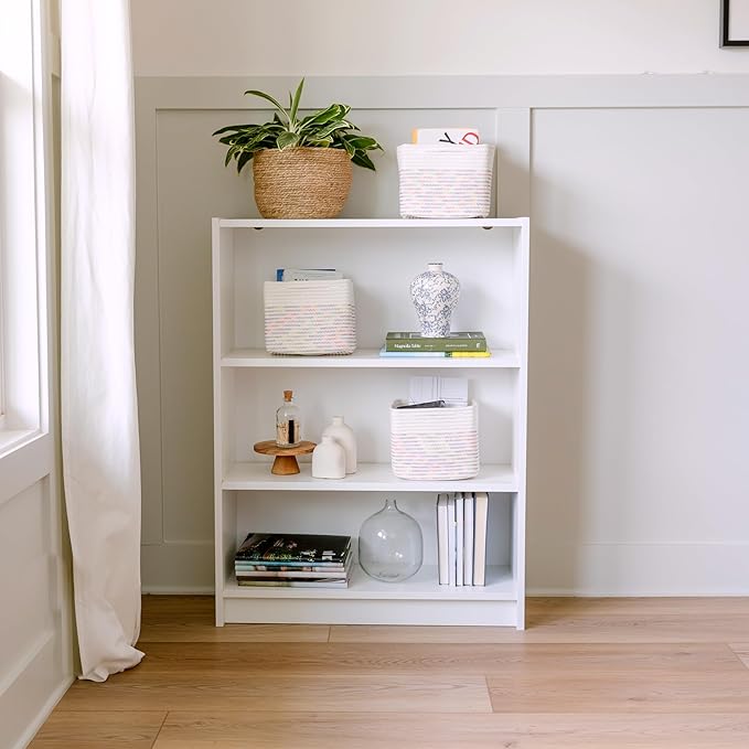 NaturalCozy Storage Cubes 9”x9”x7”Cotton Rope Woven Baskets for Organizing 3-Pack | 9 Inch Cube Storage Bin | Small Basket for Shelf Nursery, Pantry, Decorative Plant, Bathroom Closet, Toy Gift