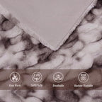 Ultra Soft Luxury Faux Fur Twin Blanket for Counch,Fuzzy Fluffy Plush Warm Cozy Elegant Wrinkled Blanket for Sofa Bedroom Living Room,（60"x80",Tie-dye Taupe）