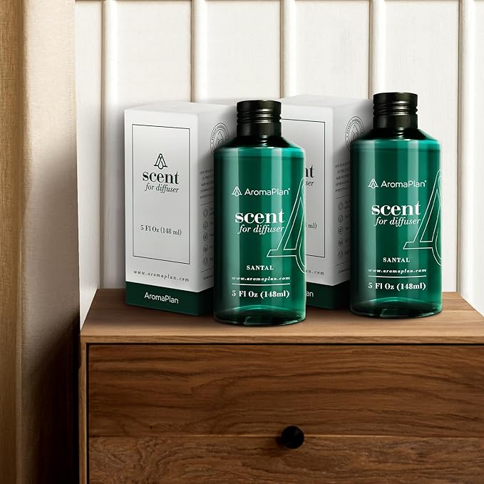 Aromaplan Hotel Scents Santal 5 Fl Oz (2 Pack), Luxury Aroma & Hotel Fragrance Diffuser Oil- Hotel Diffuser Oil for Aromatherapy- USA Made, Bigger Bottle, Bolder Aroma & Longer Lasting