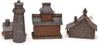 Mark Feldstein & Associates Spooky Halloween Color Changing Pre-Lit LED Haunted House Village Set, 8 Inch, Set of 3
