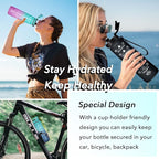 Enerbone Water Bottle, Leakproof BPA & Toxic Free, Motivational Water Bottle with Times to Drink and Straw, Fitness Sports Water Bottle with Strap for Office, Gym, Outdoor Sports