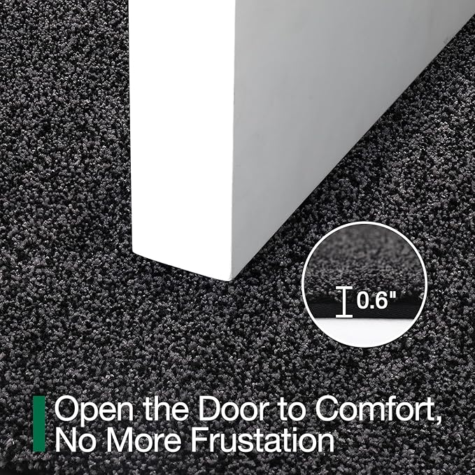 LUMI Front Door Mat 24x36, Super Absorbent Washable Doormat, Non Slip Dirt Trapper Inside Floor Mats for Entrance, Entryway, Patio,Black Mixed Gray