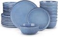vancasso ANYA 24 Pieces Plates and Bowls Set, Blue Dinnerware Sets, Reactive Glaze Dishes Set for 8, Ceramic Dishware Sets Kitchen Dinner Set, Microwave & Dishwasher Safe