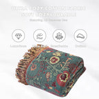 MSGKV Boho Throw Blanket for Couch and Sofa Cotton Blankets for Living Room Bedroom Reversable Florals Throw 60"x80" Breathable Cozy Blankets