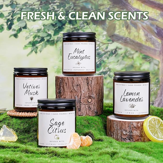 Auelife Scented Candle for Home | Lemon Lavender Candle | Aromatherapy Candles - Soy Candles for Home Scented, Gifts for Women Men, Lemon Fragrance -7oz, Single-Wick