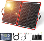 DOKIO 100W Portable Foldable Solar Panel Kit, Compact 21x28in Design 5.9lb with Standalone Controller and USB, Monocrystalline Charger for 12V Batteries, Power Stations, RV Camping Emergency Use