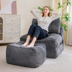 HIGOGOGO Square Stuffed Pouf Ottoman, Corduroy Poufs with Foam Chunk Filling, Furry and Fluffy Pouf Foot Stool Storage Ottoman, 25.6 X 25.6 Floor Poufs Foot Rest for Living Room, Dark Grey