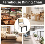 Westice Rattan Dining Chairs Set of 4, Farmhouse Natural Dining Room Chairs with Upholstered Cushion, Wood Armless Chairs for Kitchen/Restaurant, Black