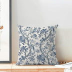 CXMEIFLY Spring Pillow Covers 18 x 18 Inch Set of 2 for Navy Blue Chinoiserie Flowers Bird Decor Throw Pillows Vintage Floral Plant Outdoor Decorative Cushion Cases for Couch Bed Decorations
