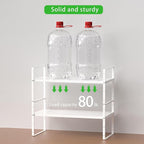 Expandable Cabinet Storage Shelf Stackable Organizer Rack for Kitchen Bathroom Pantry Spice Cupboard Countertop Home Office Desk Heavy Duty Nonslip White Large 2 PACK