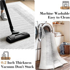 Wonnitar 5x7 Washable Striped Living Room Area Rug, Non-Slip Grey Boho Rugs for Bedroom, Low Pile Soft Minimalist Floor Carpets for Dining Room Home Office (Grey,5' x 7')