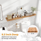 RICHFOCUS Live Edge Elm Floating Shelves - 48" W x 9.3" D Rustic Solid Wood Wall Shelves with Invisible Bracket, Wall-Mounted for Living Room, Bedroom, Kitchen Storage & Display, Set of 1, Natural