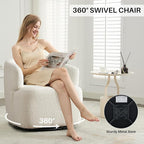 Swivel Accent Chair, Sherpa Teddy Barrel Chair for Living Room, Cozy Round Boucle Arm Chair, Metal Base for Club Nursery Bedroom, White