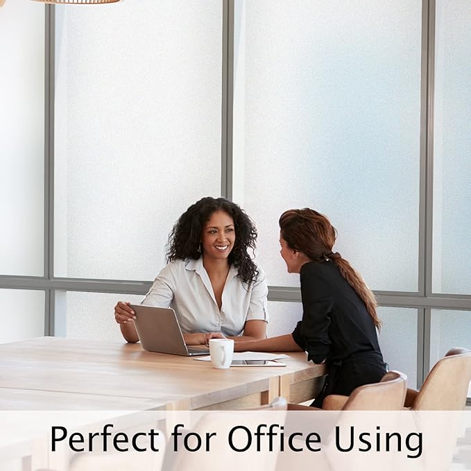 HIDBEA Frosted Window Privacy Film Heat Control UV Blocking, Static Cling Non-Adhesive Reusable Door coverings for Bathroom Home Office (Frosted 35.4 Inch x 8.2 Feet)