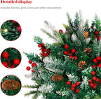 2 Pack Lighted Artificial Christmas Urn Filler, Battery Operated Pre-lit Xmas Pine Trees, Tripod Stake and 60 LED Lights, Holiday Porch Decorations for Porch, Yard, Garden, Flower Beds（Warm White）