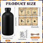 Uiifan 31 Pcs Halloween Potion Bottles Set Including Glass Apothecary Bottles with Cork Stickers and Pendants Halloween Decorations Indoor Party Supplies (Black,8.5 oz)