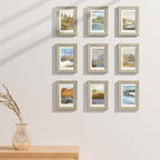 Vittanly 4x6 Picture Frames Set of 9, Shatter Resistant Plexiglass, Display 3.5x5 Pictures with Mat or 4x6 without Mat, Photo Frames for Wall or Tabletop, Engineered Wood, Driftwood