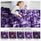 Cozy Bliss Faux Fur Throw Blanket for Couch, Fuzzy Soft Plush Thick Bubble Blanket for Sofa Bedroom Living Room, 50 * 60 Inches Tie-dye Purple