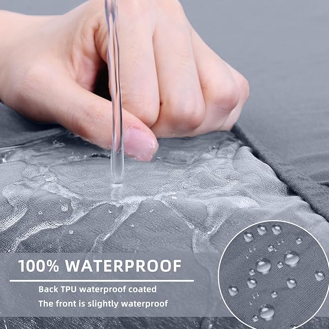 hyha Waterproof Couch Cushion Covers, Stretch Sofa Couch Seat Slipcover for Dog Washable, Non-Slip Waterproof Outdoor Cushion Covers for Patio Furniture Replacement (3 Pieces, Grey)