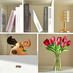Mandy's Artificial Tulips 20 Stems Hot Pink PU Faux Flowers for Wedding Home Decor 13.5 Inch