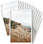 HAUS AND HUES 11x17 White Metal Picture Frames - Features Premium Aluminum, Vertical & Horizontal Hang, Shatterproof Plexiglass - Perfect for Home, Room, Office (11x17 in, White, Set of 25)