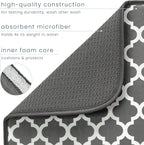 S&T INC. Dish Drying Mat XL, 18” x 24”, Absorbent Microfiber Kitchen Counter Mat, Dish Drying Pad for Dishes, Utensils, Pots and Pans, Extra Large, Pewter Grey Trellis