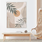 Abstract Boho Tapestry, Mid Century Tropical Tree Leaves Modern Geometric Arch Bohemian Botanical Tapestry, Home Aesthetic Wall Hanging Art Decor for Living Room Bedroom Dormitory 60x80 Inch