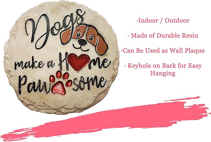 Spoontiques - Garden Décor - Dogs Make a Home Pawsome Stepping Stone - Decorative Stone for Garden