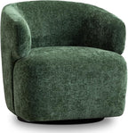 Swivel Accent Chair, Chenille Barrel Chair for Living Room, Cozy Round Boucle Arm Chair, Metal Base for Club Nursery Bedroom, Green