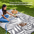 OLANLY Waterproof Outdoor Rug 6x9 ft, Reversible Outdoor Plastic Straw Rug with Leaf Pattern, RV Mat, Indoor Outdoor Carpet for Patio, Camping, Balcony, Deck, Backyard, Grey & White