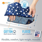 SunnyBay Small Microwave Heating Pad, Microwavable Versatile Cold/Heated Neck and Shoulder Wrap for Back Pain and More, Moist Heat Cotton-Fleece Pad, 6x11 Inches, Blue Star and Royal Flower, Pack of 2