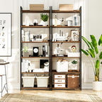 NUMENN Bookshelf, 6 Tier Bookshelves, Home Office Bookcase Shelf Storage Organizer, Free Standing Storage Shelving Unit for Bedroom, Living Room and Home Office, Vintage